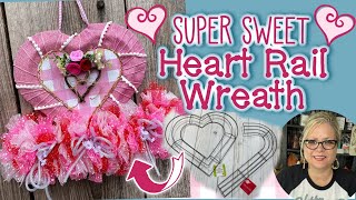 How I made a 💝Heart Rail Wreath using a Candy Cane form and Heart form from Dollar Tree