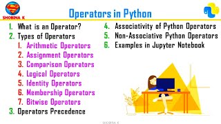 GE3151 Operators in Python.Operator Precedence,Associativity.#operatorsinpython #ge3151
