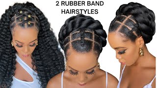 🔥2 QUICK \u0026 EASY RUBBER BAND HAIRSTYLES ON  NATURAL HAIR / TUTORIALS / Protective Style / Tupo1