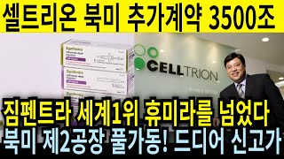 [긴급속보] 셀트리온 짐펜트라 드디어 세계1위 휴미라를 잡고 미국 단독질주 북미2공장 풀가동 드디어 터졌다 신고가 달성!