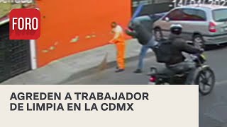 Captan agresión a trabajador de limpia en la CDMX - Las Noticias