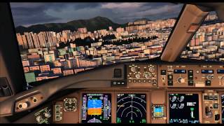 FSX | PMDG 777 | Approach and landing at Kai Tak Airport, Hong Kong