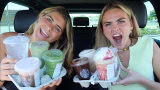 trying your fave starbucks drinks for the summer + drive with us ft. Brie!