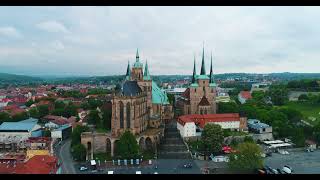 aerial erfurt st marys cathedral germany st severus church reformation history Germany 4K , No