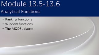13.5 - 13.6 - Analytical Functions