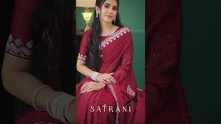 Satrani Embellished, Self Design Bollywood Georgette, Lace Saree  (Red)