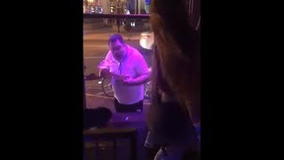 Old Man Holding Pizza Got Distracted By A Pole Dancer