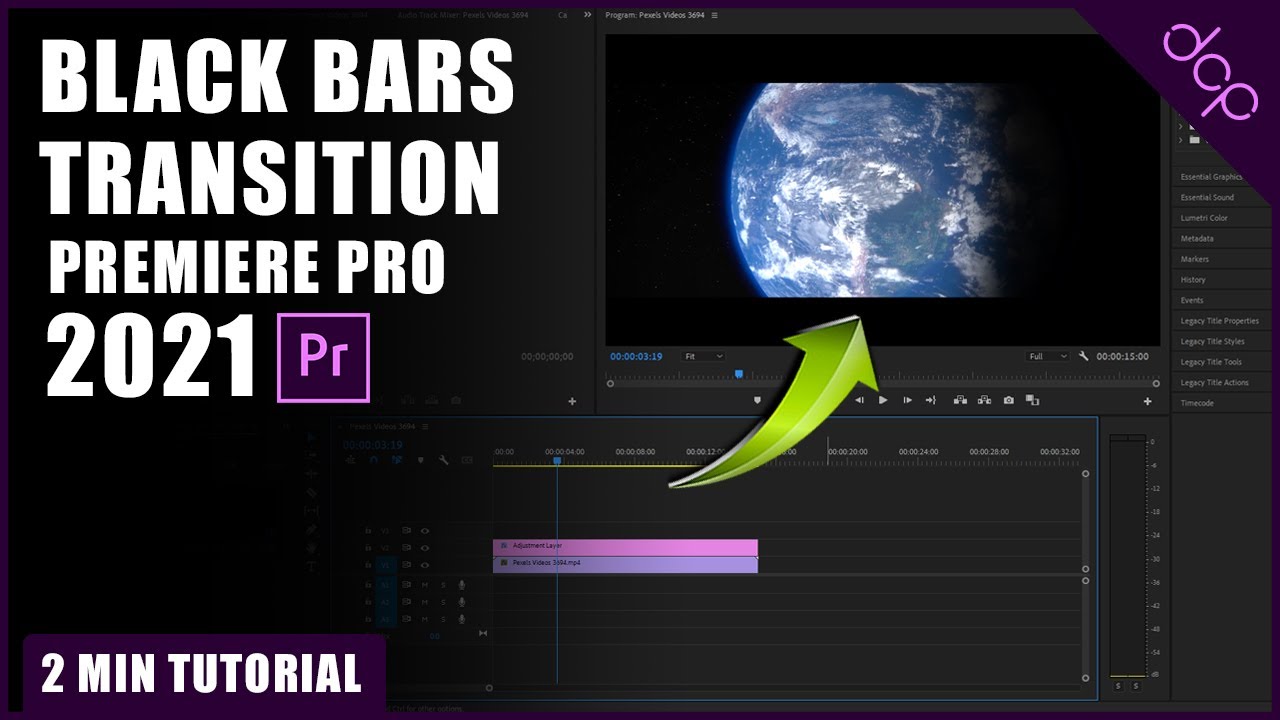 Premiere Pro 2021 Black Bars Transition Tutorial Cinematic Black