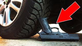 EXPERIMENT - Crushing Crunchy and Soft Things by Car! GUN PISTOL TOY