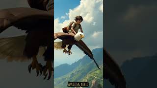 EAGLE and Young Boy Flying in the Sky | #youtubeshorts