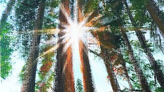 How to draw [Morning in the forest] with acrylic paint | Acrylic painting art for beginners