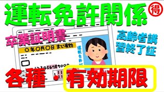 運転免許の各種終了証などの有効期限に関する得する情報です。