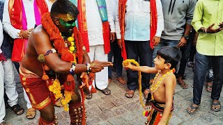 Old City Bonalu 2021 | Small Potharaju Tennmar dance at Charminar | Potharaju Tenmmar Dance 2021