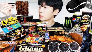 ASMR MUKBANG | 편의점 꿀젤리 블랙 디저트 먹방 불닭 짜장 초콜릿 \u0026 BLACK DESSERT HONEY JELLY CANDY