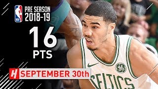 Jayson Tatum Full Highlights Celtics vs Hornets 2018.09.30 - 16 Pts in 3 Qtrs!