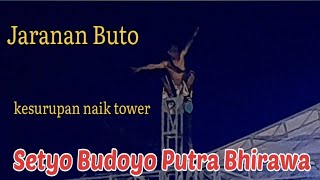 Jaranan Buto kesurupan Mayangkoro naik ketower Jaranan Setyo Budoyo Putra Bhirawa