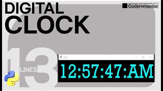 Digital clock GUI project with simple python programming | Urdu, Hindi | Coderomantor