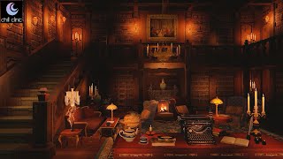 Cozy Victorian Library Ambience 🌙🔥 Fire crackling, page turning, writing & old typewriter sounds.