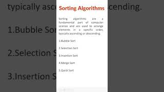 What is Sorting Algorithms?