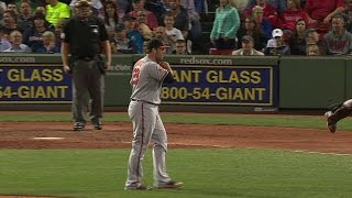 BAL@BOS: Hunter fans Ross to escape the bases loaded