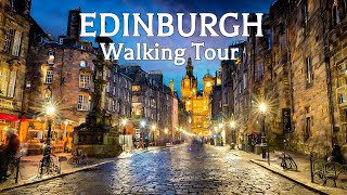 🏴󠁧󠁢󠁳󠁣󠁴󠁿 EDINBURGH Walking Tour | Old town and city centre night walk | Scotland, UK | 4K video