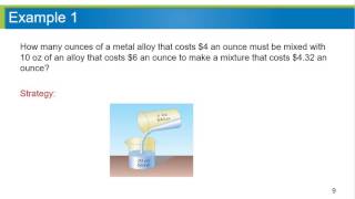 Algebra - Mixture and Uniform Motion Problems