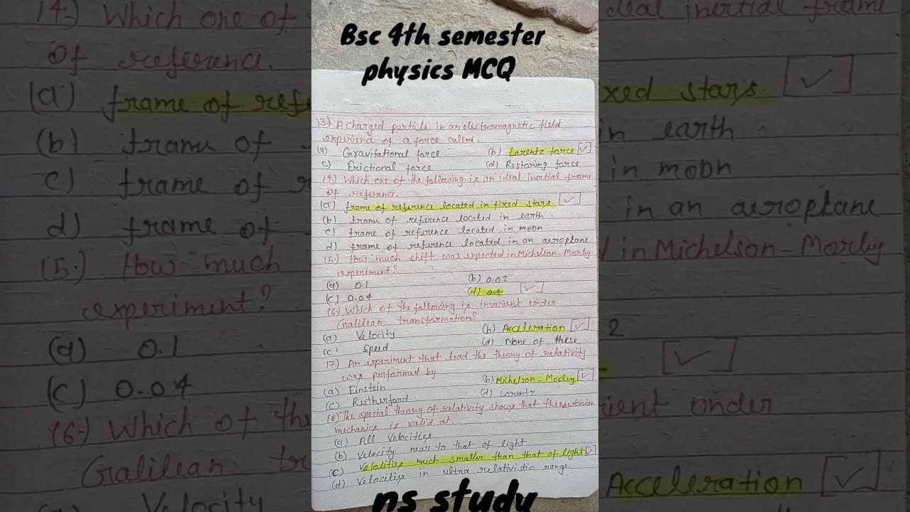 Bsc 2nd Year 4th Semester Physics Unit 1 Relativity Experiment ...