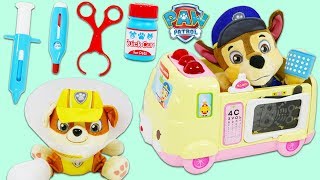 Paw Patrol Pups Chase and Rubble Get Sick and Visit Disney Doc McStuffins Toy Hospital!