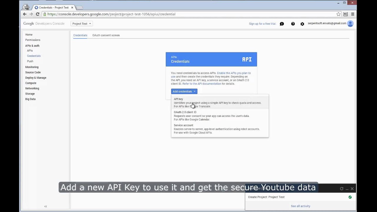 How To Get Youtube API Key Version 3.0 - YouTube