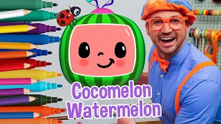 How To Draw The Cocomelon Watermelon | Draw with Blippi | Arts and Crafts For Toddlers