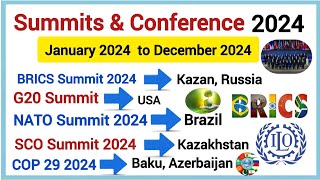 Summits 2024 Current Affairs || Important Summits \u0026 Conferences 2024 || Current Affairs 2024 #summit