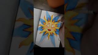 Sketch & Paint with me! || ~Sun design watercolor painting~ || Timelapse ||