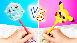 FUNNY CRAFTING BATTLES! Doll vs Pokemon in School DIY Challenges! Create Magic Crafts 123GO! SCHOOL