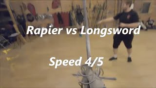 레이피어 vs 롱소드 스파링 (80% 스피드) Rapier vs Longsword Sparring at 4/5 Speed