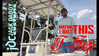 DIY homemade t top from aluminum conduit and starboard for the carolina skiff ultra elite