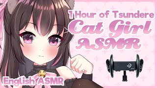 ♡ 1 Hour of Tsundere Catgirl ASMR ♡ [Ear Cleaning \u0026 Massage, Crinkles, \u0026 Ear Nommies]