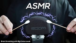 ASMR Brain Scratching with Big Cotton swab / Mic Sponge (No Talking)