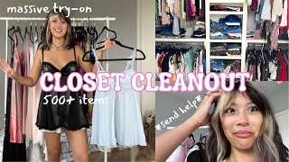 EXTREME CLOSET CLEANOUT!! Try on of everything in my closet (part 1)