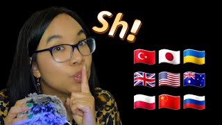 ASMR FAST AGGRESSIVE TRIGGER WORDS IN DIFFERENT LANGUAGES WITH SH (Fluffy Mic, M