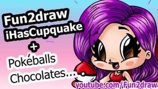 Fun2draw iHasCupquake COLLAB (+ Pokeballs Chocolates) | Fun How to Draw Art Video: Online Art Lesson