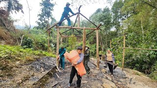 Police officer and his colleagues helped the boy clean up and rebuild his new house after the fire.