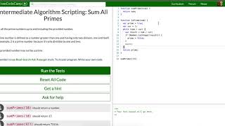 Let's Play Free Code Camp Intermediate Algorithm Scripting: Sum All Primes