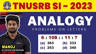 Reasoning Letter Analogy - Tricks & Shortcuts by Manoj | TNPSC, TNUSRB SI PC | Veranda Race