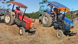 Swaraj 855 VS Eicher 551 tractors Trali work in ponds soils