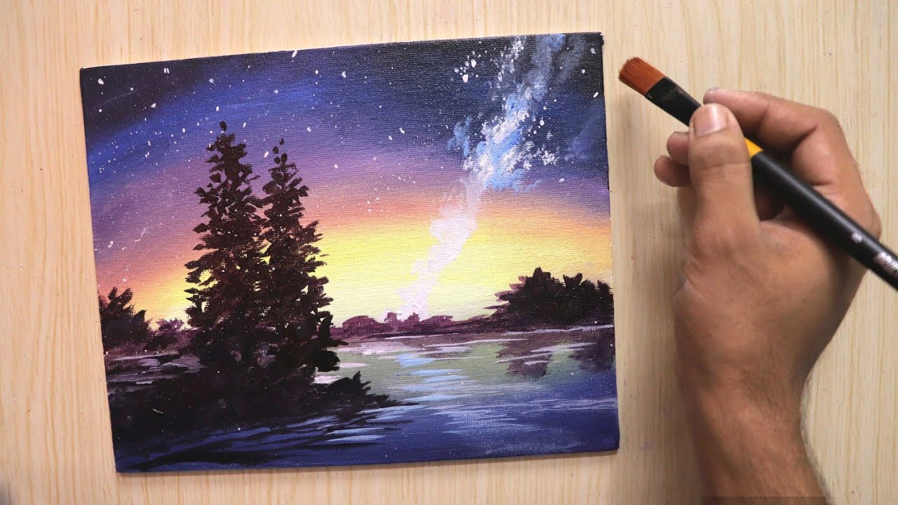 How To Paint A Beautiful Sky Easy Night Sky Tutorials Mbdr