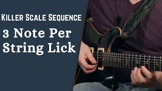 How To Play a Killer Scale Sequence Using 3 Note Per String variation - Lead Guitar Lesson