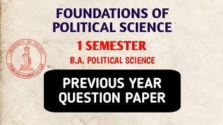 FOUNDATIONS OF POLITICAL SCIENCE | Previous Year Question Paper | 1st SEMESTER | #calicutuniversity