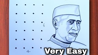 Jawaharlal Nehru drawing / Children day drawing/ Chacha Nehru drawing from 4×6 dots / Nehru drawing