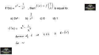 If f(x) =x³-1/x³, then f(x)+f(1/x)￼ is equal to? RD Sharma class 11 Functions MCQ