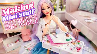 Making Cute Mini Stuff That Actually Works: Mini Journal, Tape, Stickers | Barbie Crafts